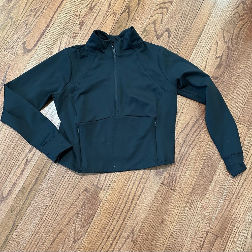 ALL IN MOTION: sporty Cropped Long Sleeve Pullover Half Zip Top